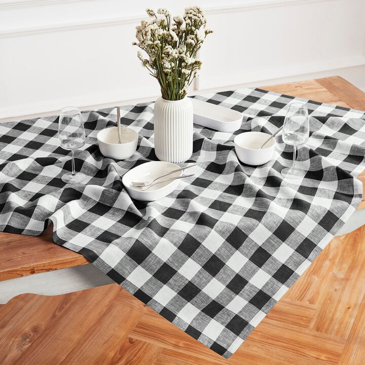 Solino Home 100% Pure Linen Table Throw - Buffalo Check