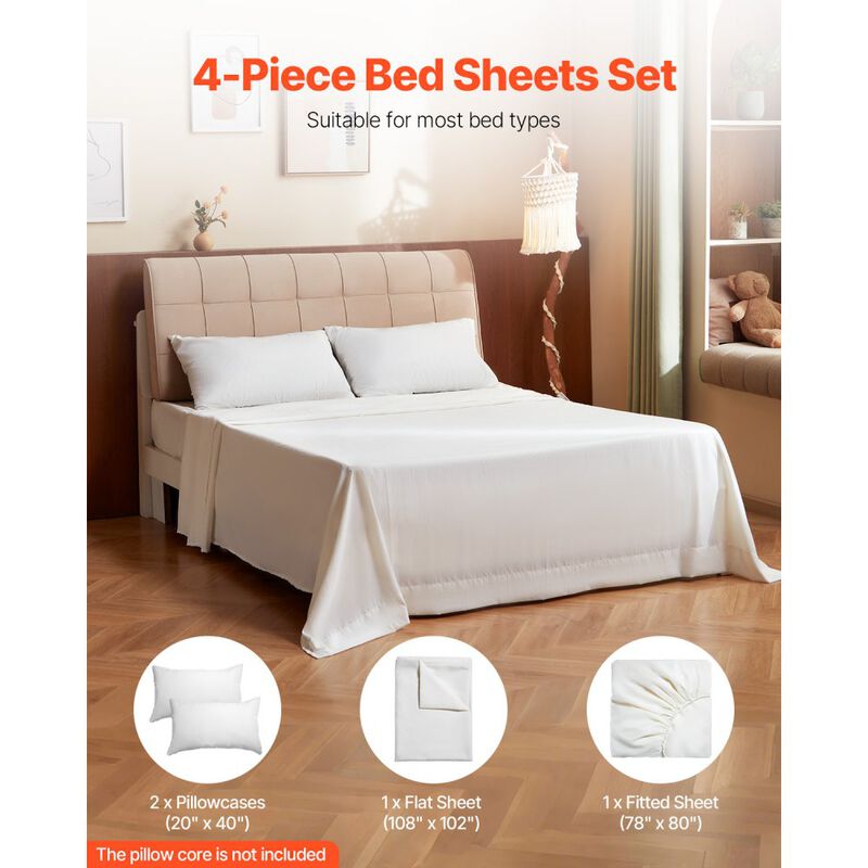 4-Piece Bed Sheet Set, Brushed Microfiber with Pillowcases & Fitted Sheet image number 7