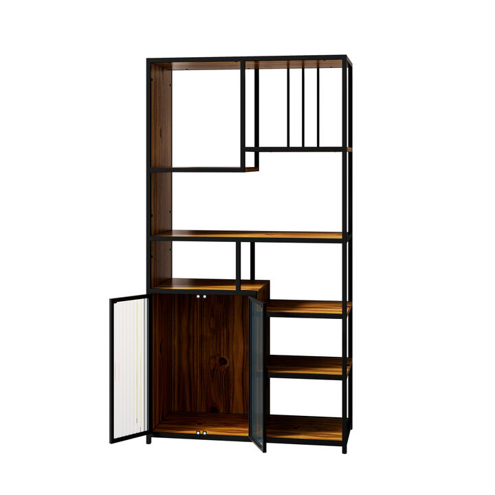Multipurpose Bookshelf Storage Rack, with Enclosed Storage Cabinet, for Living Room, Home Office, Kitchen(Combined Type)