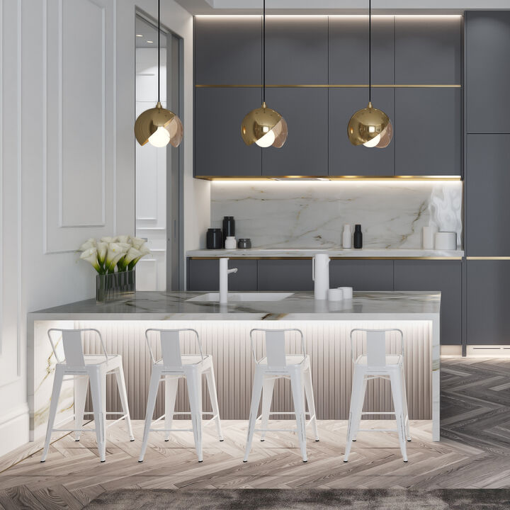 Rayne Industrial Metal 24 inch Counter Height Stool (Set of 2) in Distressed White