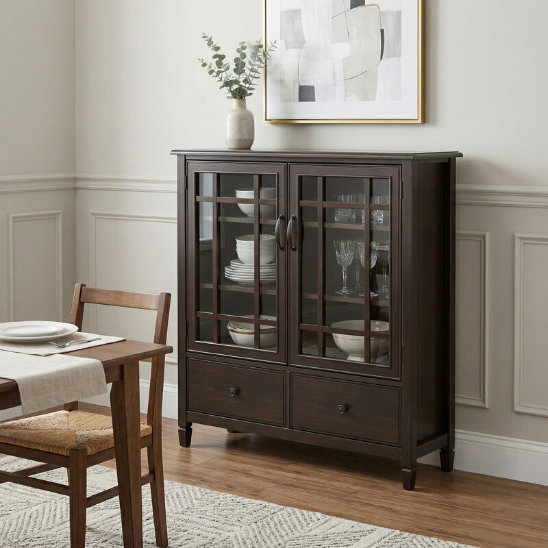 Connaught SOLID WOOD 46 inch Wide Traditional Tall Storage Cabinet in Dark Chestnut Brown image number 1