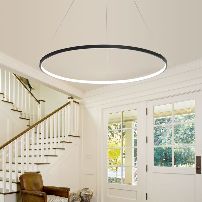 32 inch Circle Chandelier Round Kitchen Island Pendant Remote Dimmable image number 8