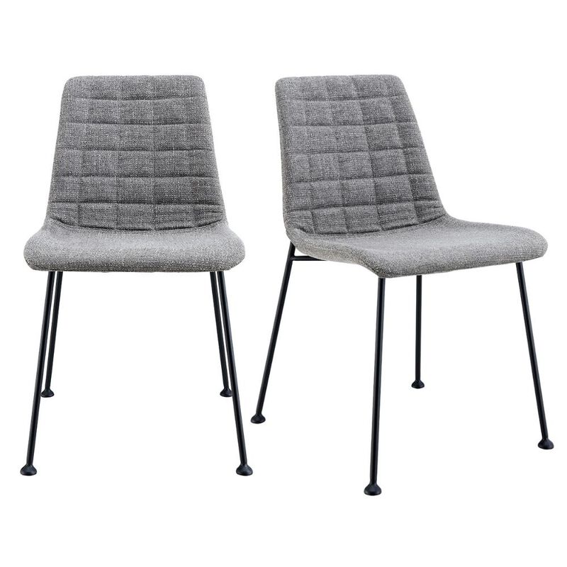 Hivvago Set of Two Gray And Black Upholstered Fabric Dining Side Chairs