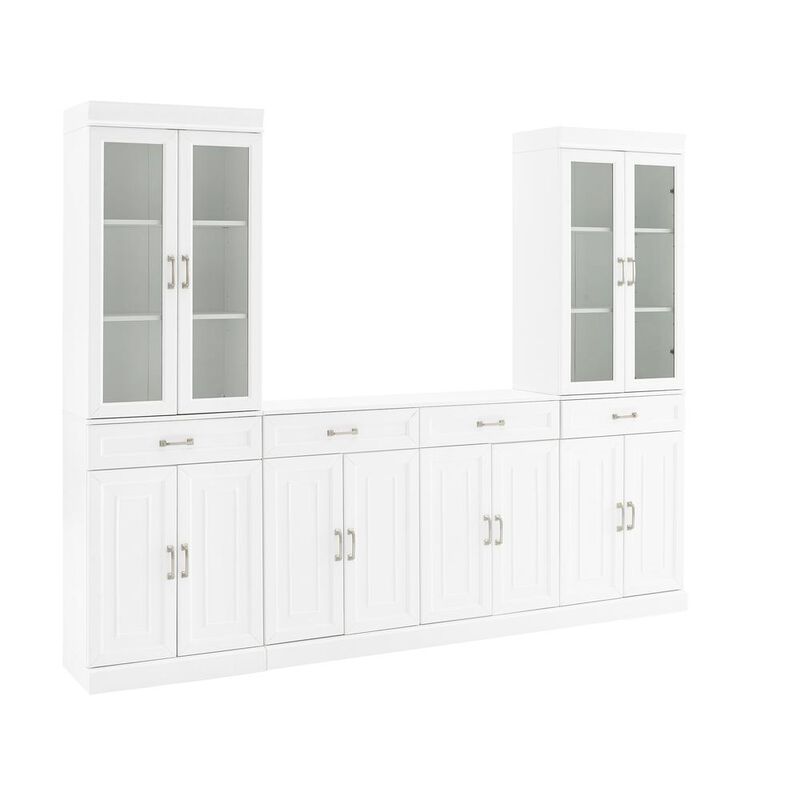 Crosley Furniture Stanton 3Pc Sideboard And Glass Door Pantry Set White - Sideboard & 2 Pantries