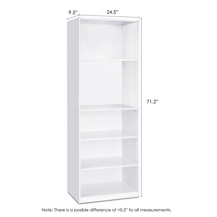 JAYA Simple Home 5-Shelf Bookcase - White