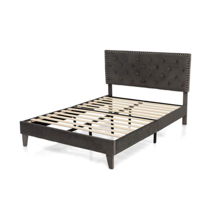 Full/Queen Size Upholstered Platform Bed with Tufted Headboard