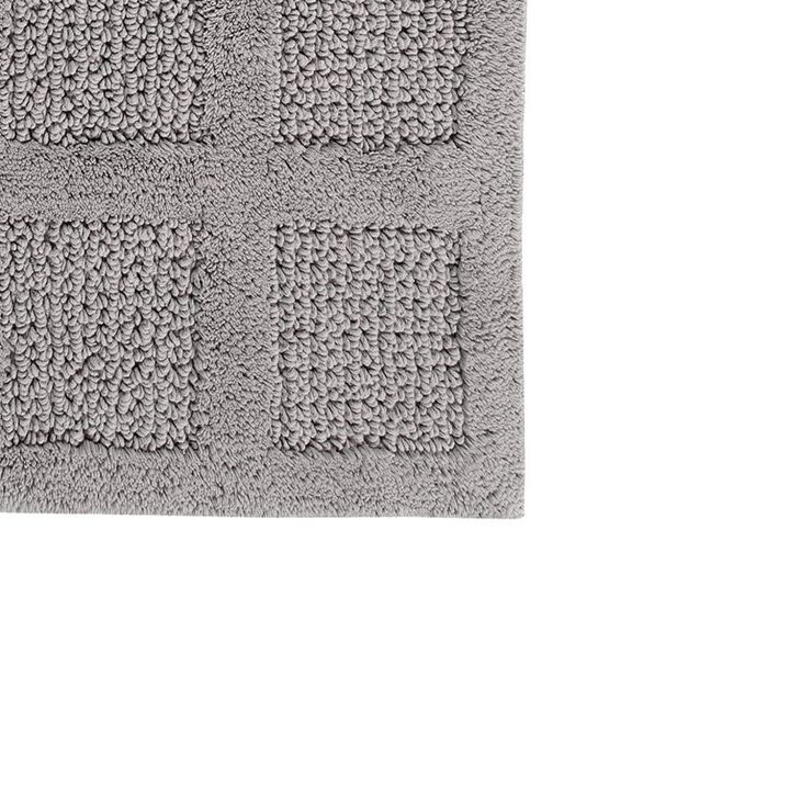 Knightsbridge Square Honeycomb 100% Cotton Reversible Bath Rug 21 X 34 Silver