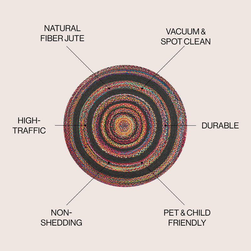 Abyss Braided Bohemian Coastal Jute Round Area Rug