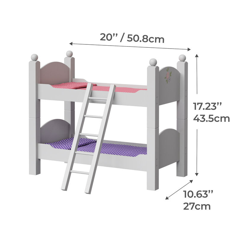 Olivia's Little World Polka Dots Princess 18" Dolls Bunk Bed, White image number 5
