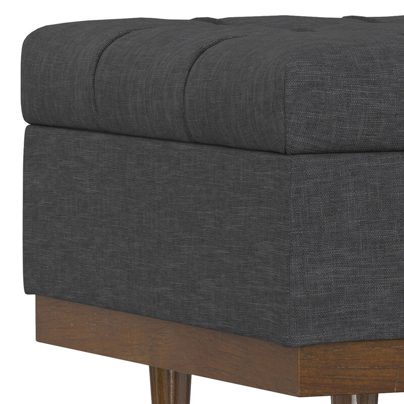 Mariah 34 inch Wide Contemporary Rectangle Coffee Table Storage Ottoman in Slate Grey  Polyester Linen, Assembled