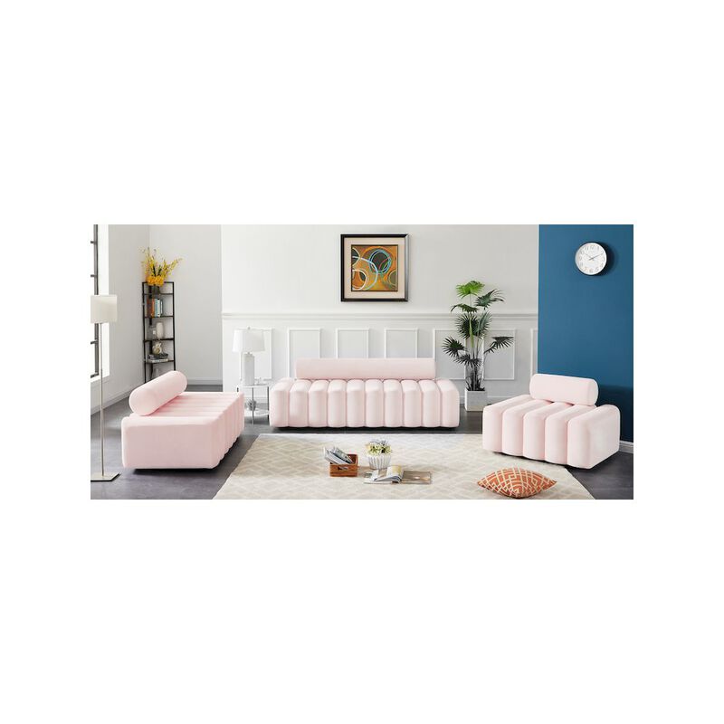 Meridian Furniture Melody Pink Velvet Loveseat