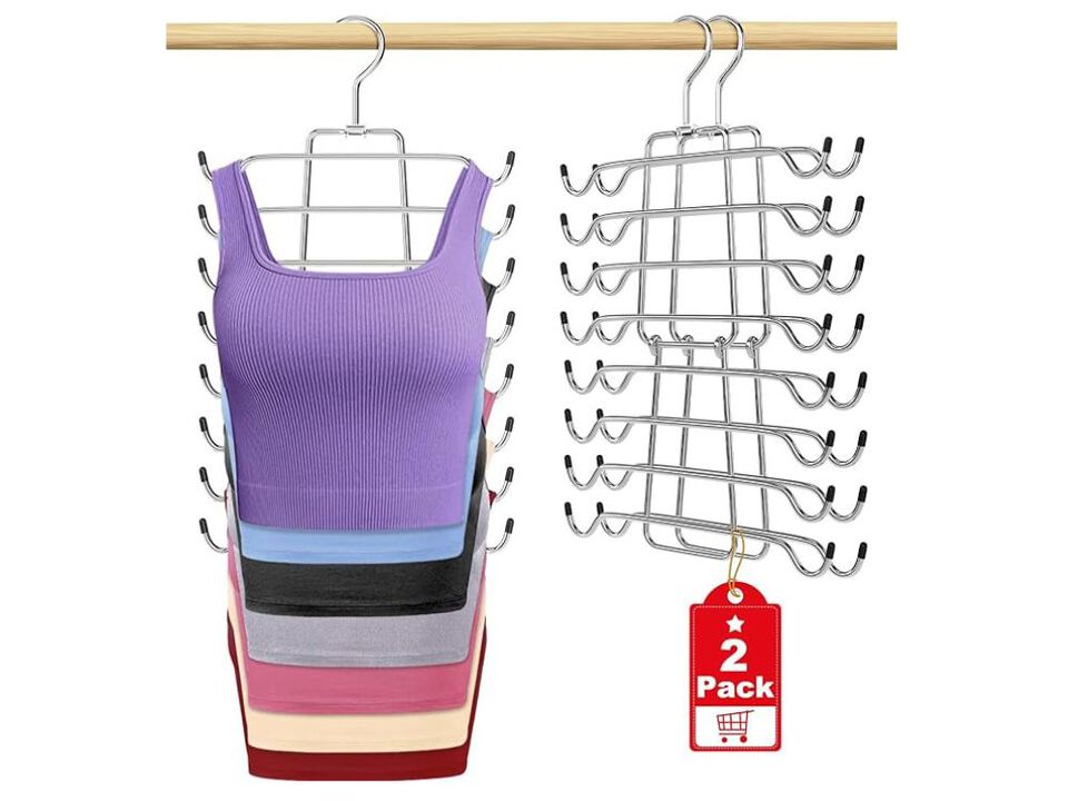 2Pcs Tank Top Hangers Space Saving Hanger Organizer Bra Hangers