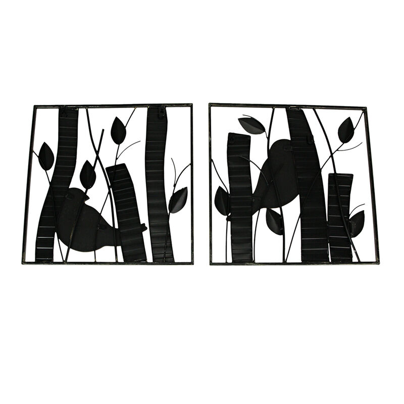 Rustic Birds and Branches 2 Piece Wood and Metal Wall Sculpture Set image number 4