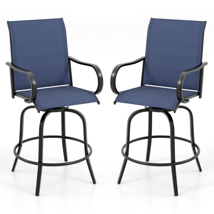 Hivvago 2 Pieces 360 Rotating Bar Stool Set with Armrests for Patio