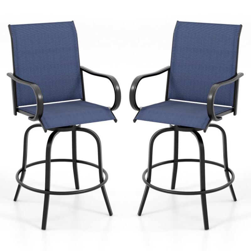 Hivvago 2 Pieces 360 Rotating Bar Stool Set with Armrests for Patio