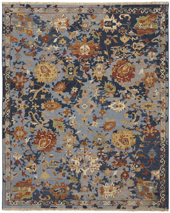 HomeRoots Wool Floral Hand Knotted Area Rug With Fringe