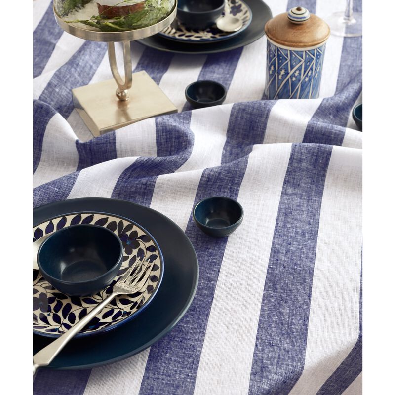 Linen Table Throw - Cabana Stripe