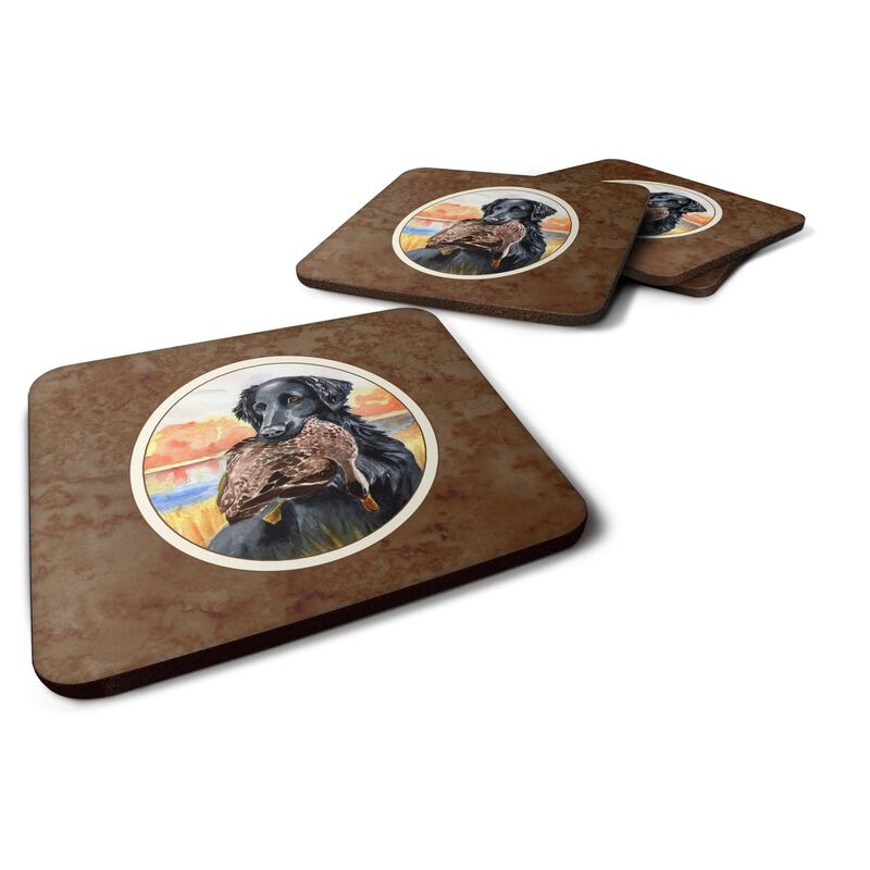 Caroline's Treasures 7032FC Flat Coated Retriever Foam Coasters (Set of 4), 3.5, Multicolor image number 0