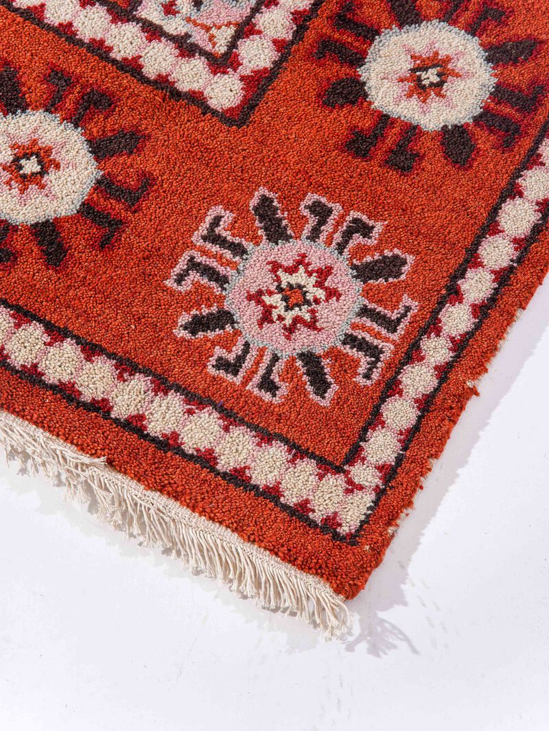 RUGSOTIC CARPETS HAND KNOTTED WOOL & SILK ECO-FRIENDLY ORIENTAL AREA RUGS  - Rectangle Shape, Classic Oriental Traditional , Low Pile Handmade Area Rugs (AF0119) image number 3