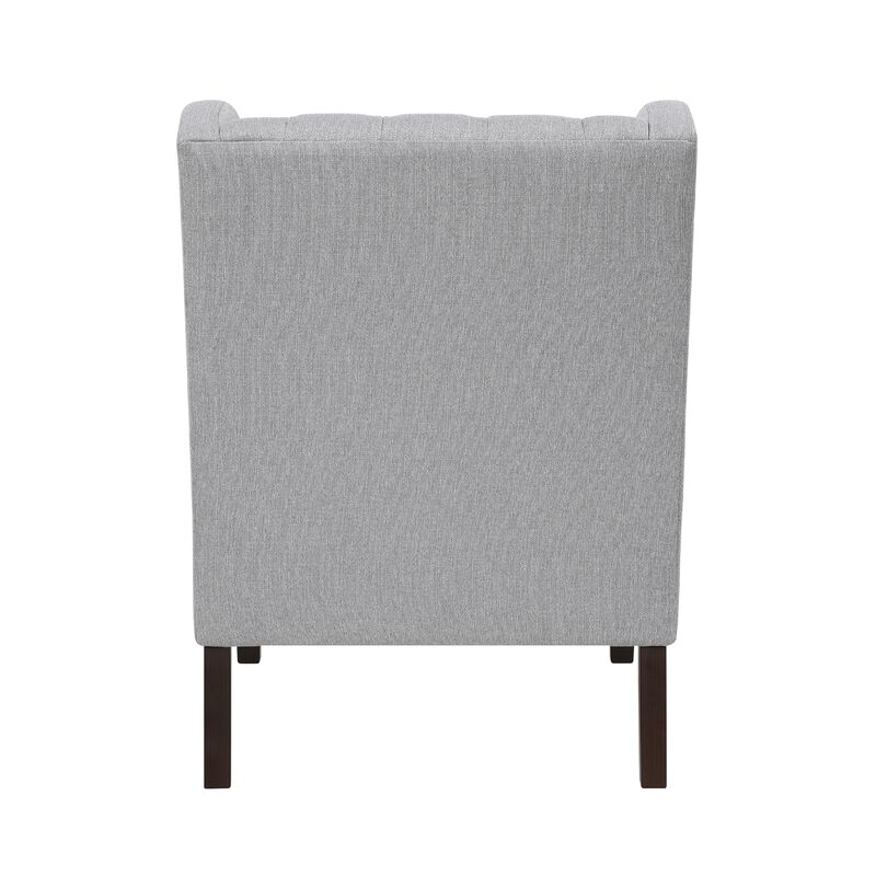 Hosanna Accent Wing Armchair, Button Tufted Light Gray Polyester