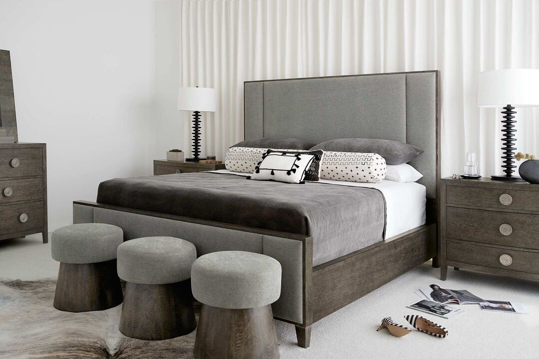 Linea Upholstered Panel King Bed in Gray