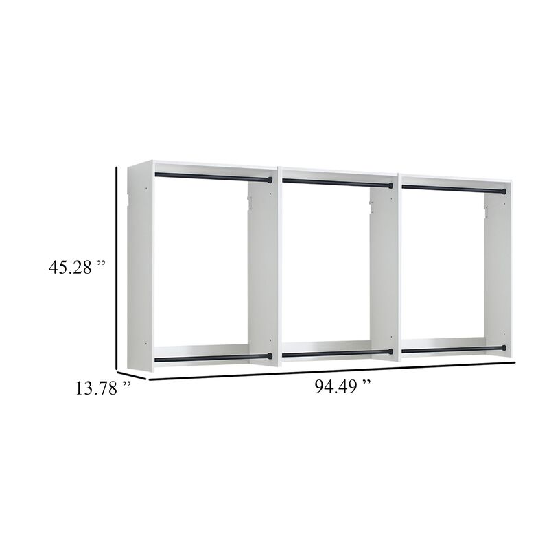 Vedz Wall Mounted Closet Set, 6 Hanging Rods, White Melamine