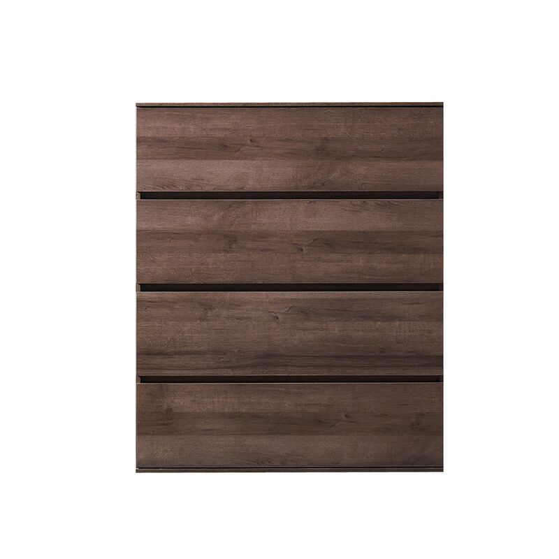 Lina Tall Dresser Chest, 4 Self Closing Drawers, Narrow Bar Handles, Brown