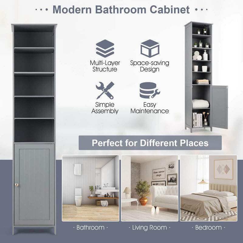 Free Standing Tall Floor Bathroom Storage Cabinet