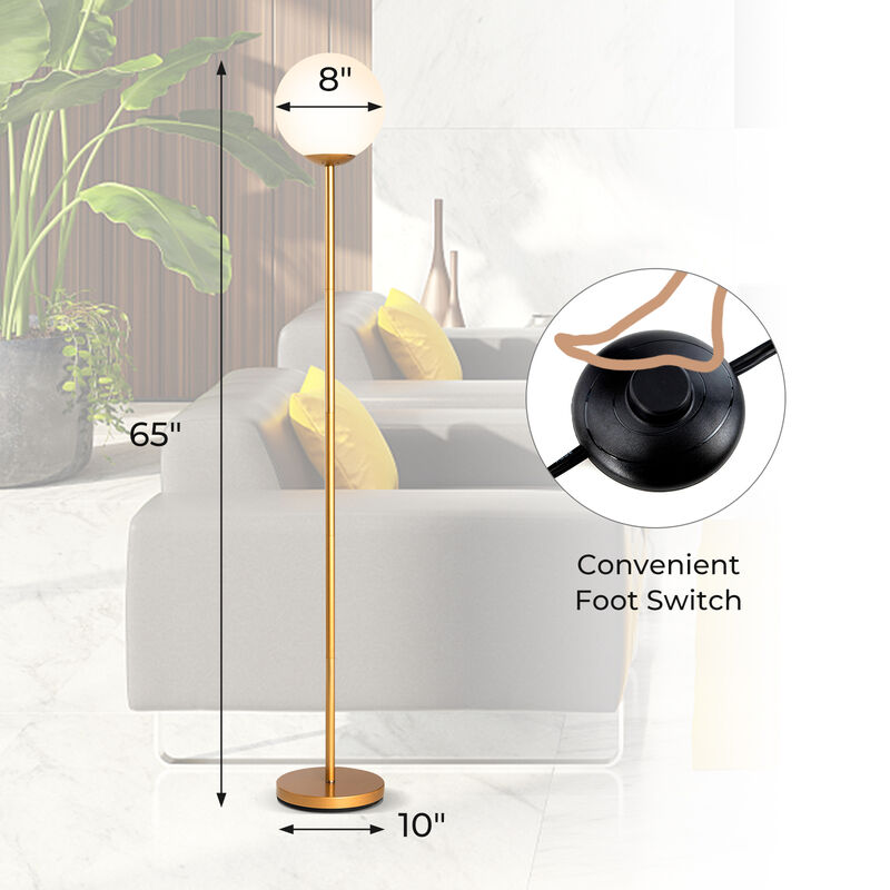 Modern Glass Globe Floor Lamp, LED Standing Lamp with Glass Shade-Golden image number 2