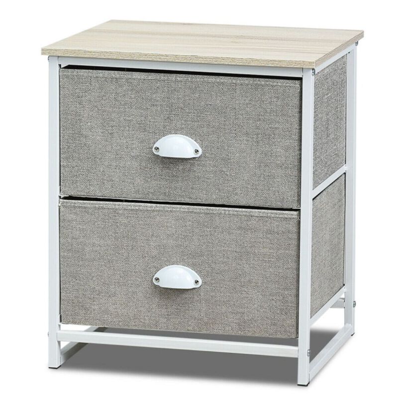 Hivago Metal Frame Nightstand Side Table Storage with 2 Drawers