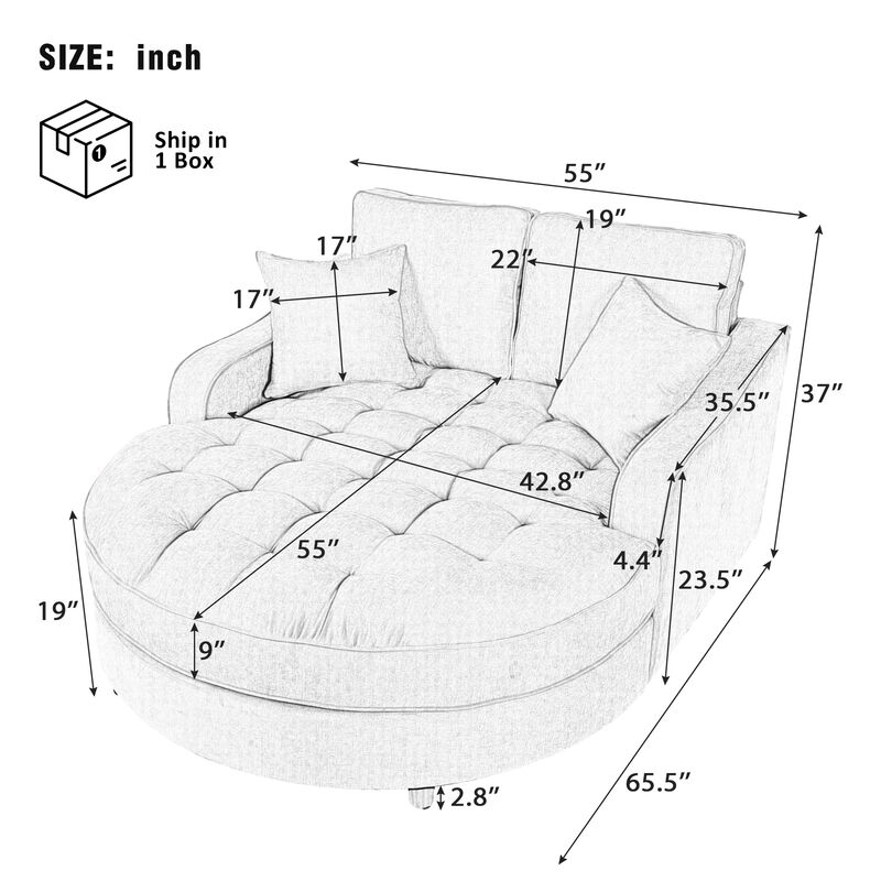 Merax Chenille Fabric Sofa Chaise Lounge