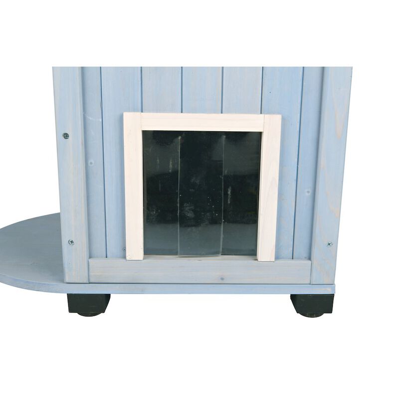 TRIXIE natura 3-Story Weatherproof Small Outdoor Cat House with 2 Entrances, Blue image number 2