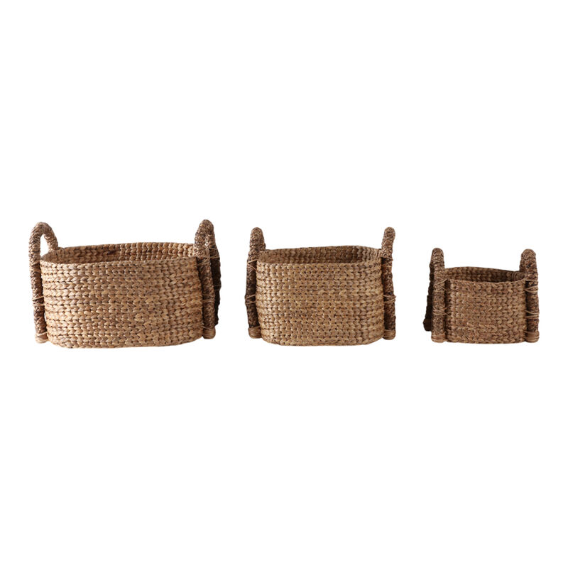 S/3 15/20/24" Oval Waterhyacinth Baskets, Natural image number 3