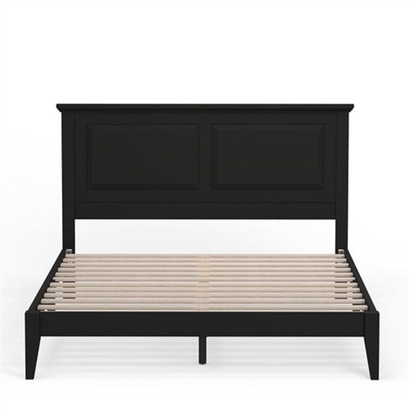 Classic Solid Oak Platform Bed – Sturdy Wooden Frame with Traditional Headboard