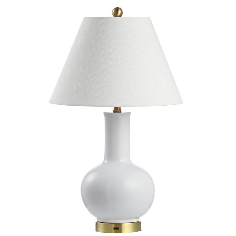 Han Ceramic/Iron Contemporary USB Charging LED Table Lamp