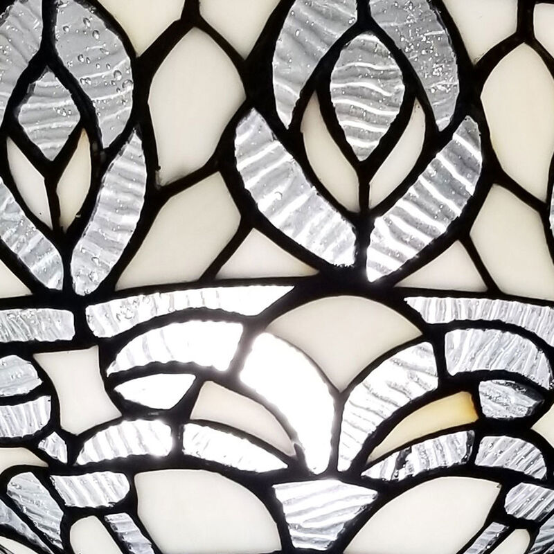 Hivvago 62" Brown And White Torchiere Floor Lamp With White Peacock Feather Glass Dome Shade