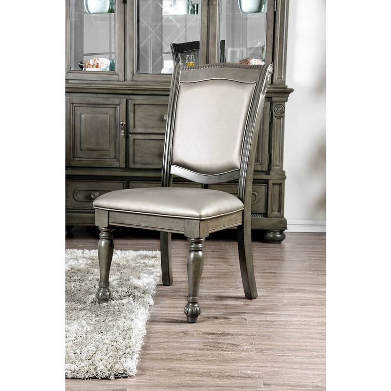 Simple Relax Set of 2 Leatherette Side Chairs in Gray and Silver image number 4