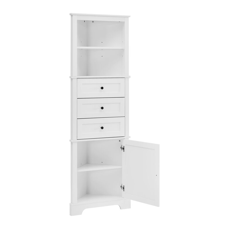 Merax Triangle Tall Bathroom Cabinet with 3 Drawers