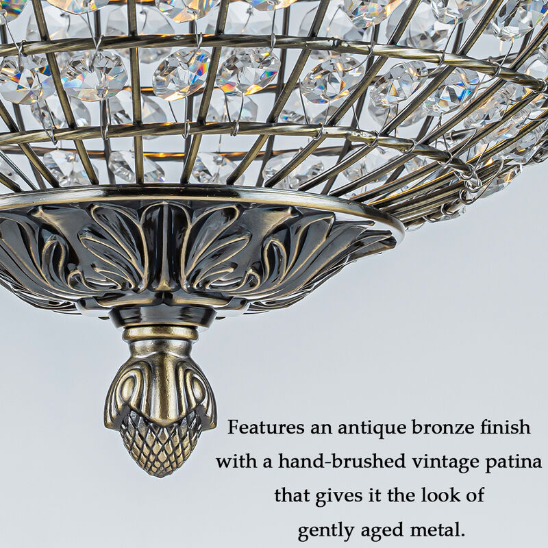1-Light W12 in. Retro Antique Gold Globe Chandelier Small Crystal Vintage Cage-Style Shade Pendant Light for Kitchen Island image number 5