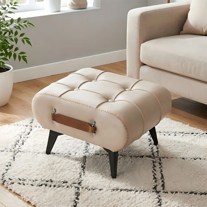 Vintage Button-Tufted Ottoman Footstool