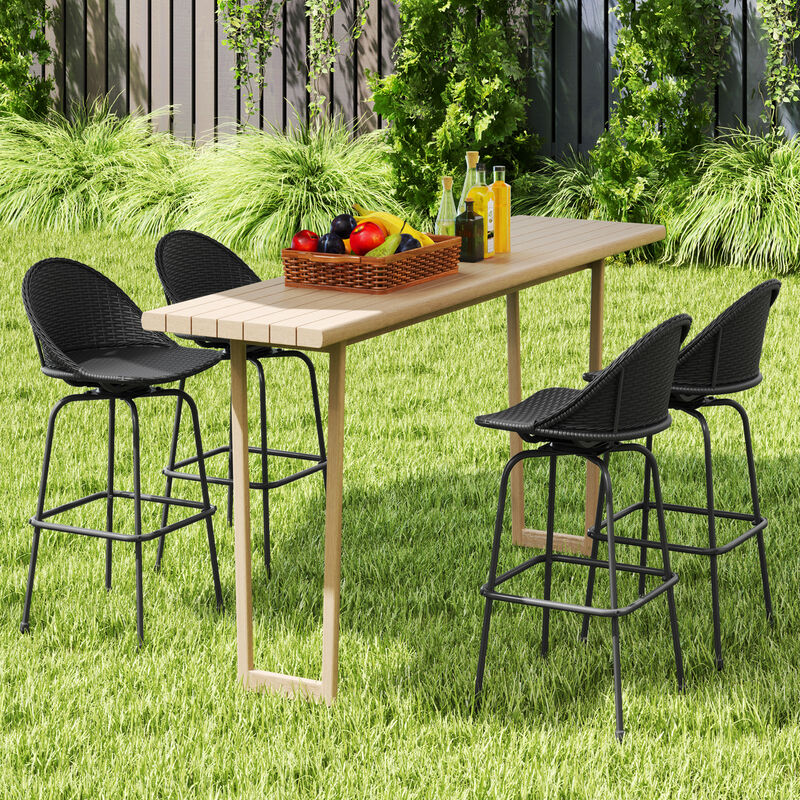 Set of 2 Rattan Swivel Barstools with Curved Backrest &ndash; Stylish & Comfortable image number 4