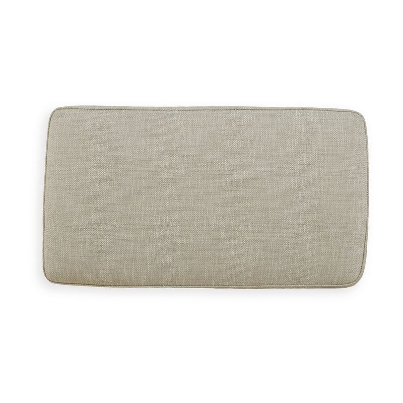 Asen 44 Inch Ottoman with Plush Cushion in Beige Polyester Upholstery - Benzara