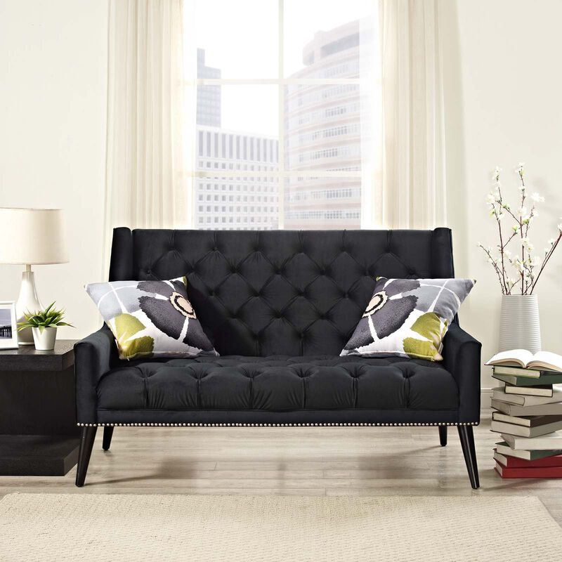 Modway Peruse Velvet Loveseat in Black image number 1