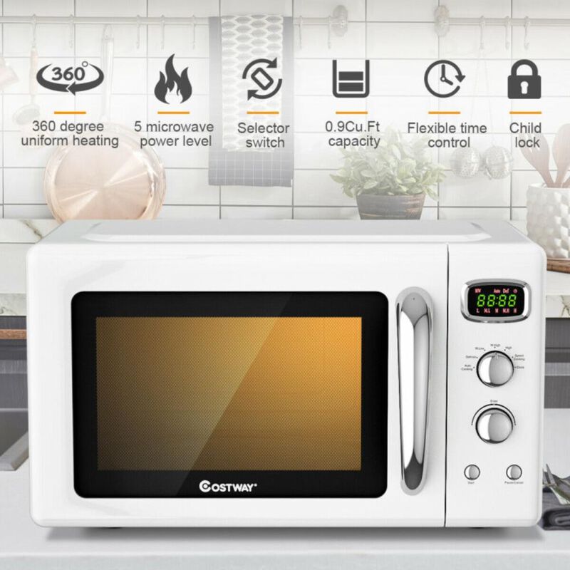 Costway 0.9 Cu.ft Retro Countertop Compact Microwave Oven