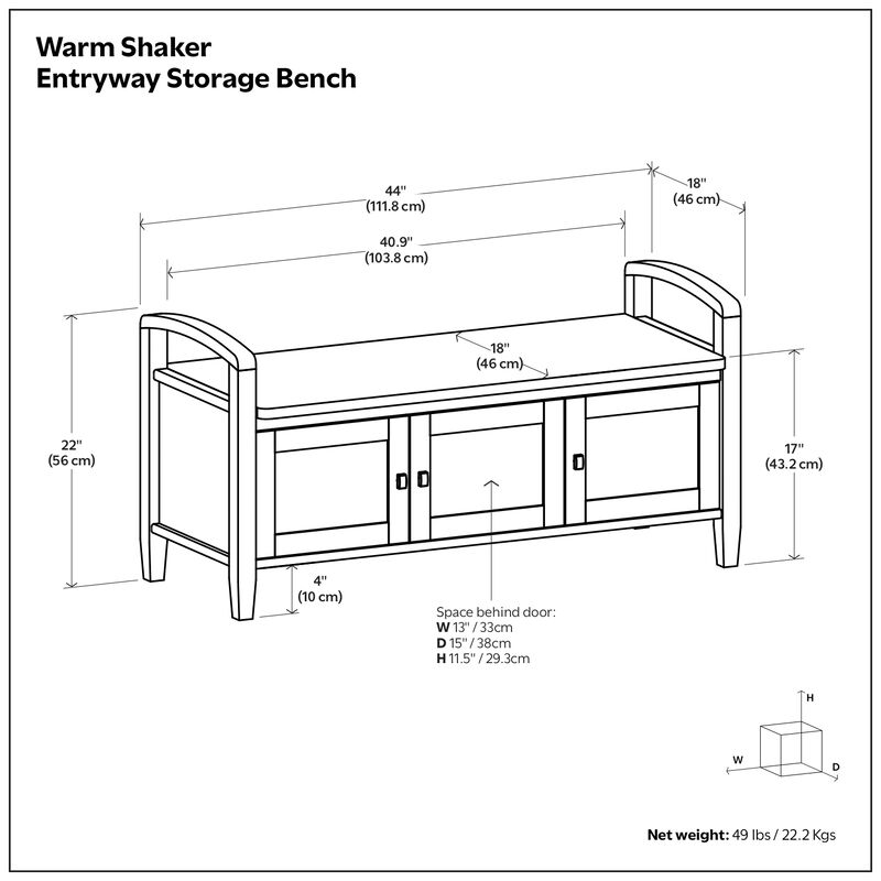Simpli Home Warm Shaker Entryway Storage Bench image number 6