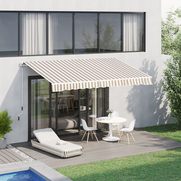 Beige/White Sun Cover: 12'x10' Adjustable Retractable Patio Awning