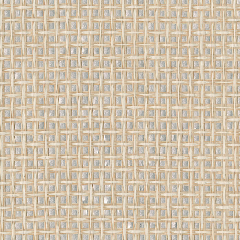Aki Silver Paper Weave Grasscloth Wallpaper image number 0