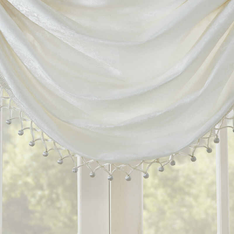 Gracie Mills Soraya Contemporary Embellished Trim Marble Jacquard Valance