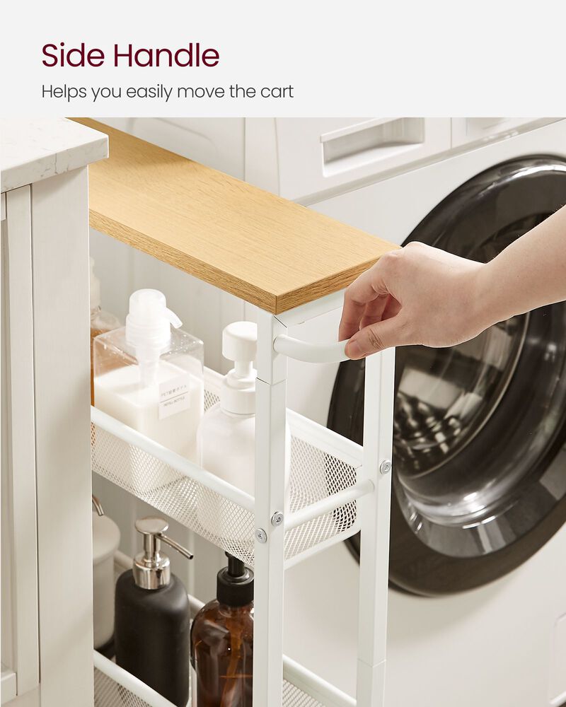 Slim 4-Shelf Rolling Cart &ndash; Compact Organizer with Wheels for Bathroom, Closet, or Kitchen Use