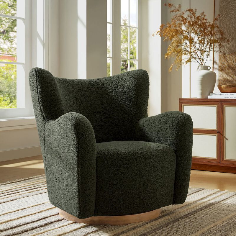Montrose Wingback Sherpa Swivel Accent Chair image number 8
